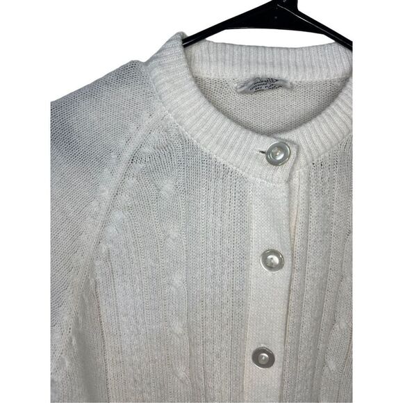 Vintage K-Mart White Button Up Knit Cardigan With Pockets - Picture 2 of 5